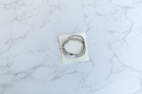 'XOXO' Bracelet Set - Silver